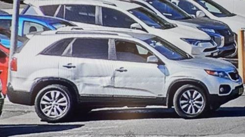 The pair are believed to be in a silver Kia Sorrento with significant damage to the driver and back right-side doors, and NSW number plate CZ83LS.