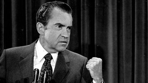 Richard Nixon at a press conference in 1971. (Getty)