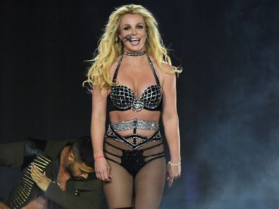 Britney Spears on stage during the Piece Of Me Summer Tour at the O2 Arena in 2018 in London, England.
