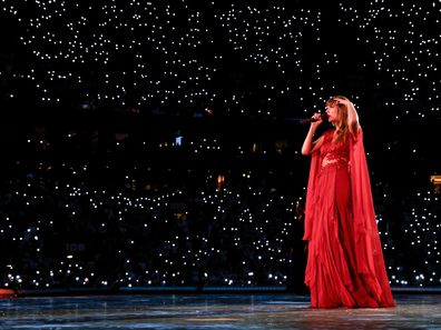 Taylor Swift performs onstage during  "Taylor Swift The Eras Tour" at Johan Cruijff Arena on July 05, 2024 in Amsterdam, Netherlands. 