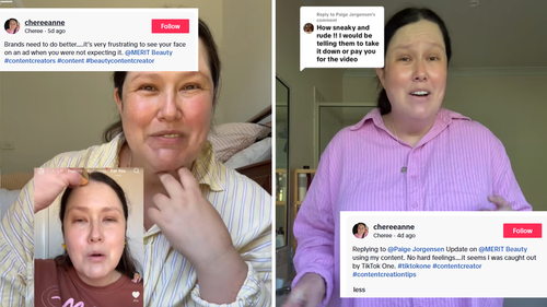 Cheree è rimasta scioccata quando ha notato uno dei suoi video utilizzato da Merit Beauty con il tag 