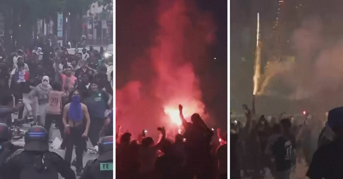Violent chaos on Paris streets after football club's historic win
