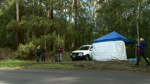 Police are searching bushland near Apollo Bay for potential explosives. (9NEWS)