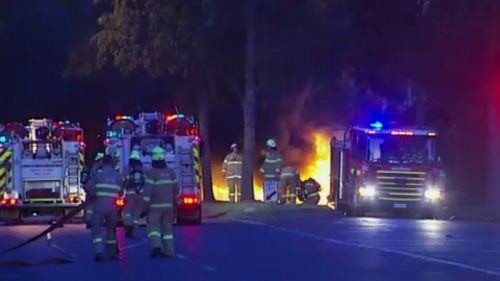 Emergency services at the scene of the crash in 2014. (9NEWS)