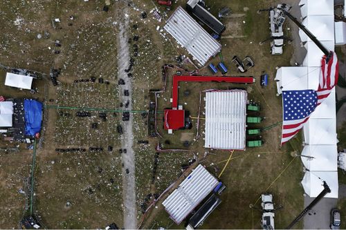 Cumhuriyetçi başkan adayı ve eski Başkan Donald Trump'ın kampanya mitinginin yapıldığı Butler Farm Show, 15 Temmuz Pazartesi günü sergileniyor.