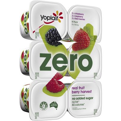 Yoplait Forme Zero Berry Harvest Yoghurts 6 Pack - Strawberry 