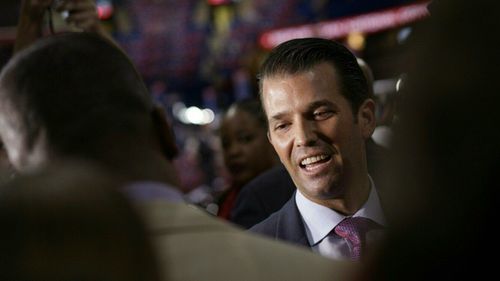 Donald Trump Jr before the start of the second day of the Republican National Convention at Quicken Loans Arena in Cleveland, Ohio