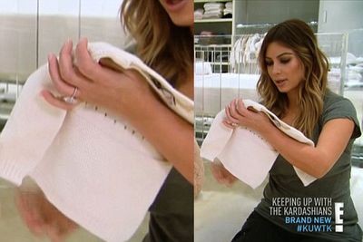 Kim was spotted wearing her engagement ring in a previous episode of the show. <br/>Whoops!