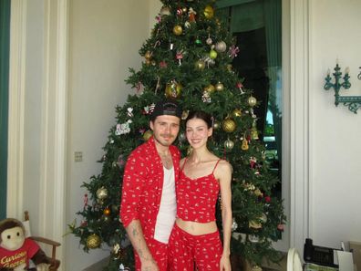 Brooklyn Beckham and his wife at Christmas 
