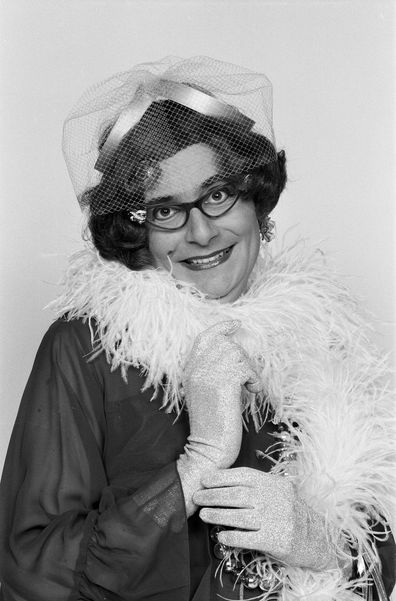 Barry Humphries as Dame Edna Everage, 2nd October 1973. (Photo by Harry Fox/Mirrorpix/Getty Images)
