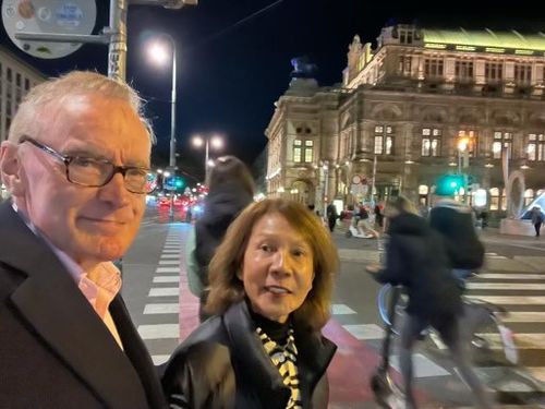 Last photo of Helena Carr before her death, with husband Bob Carr near the Vienna Opera