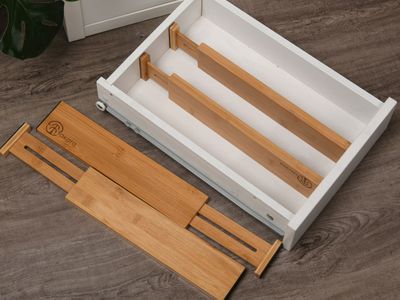 Bamboo expandable drawer dividers  Temple & Webster