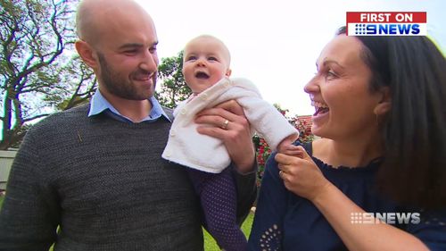 Both parents admit they thought paramedics would arrive in time, but little Olivia was born into their hands. Picture: 9NEWS