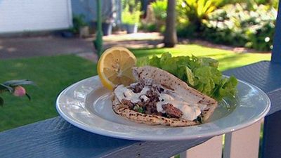 Recipe: <a href="http://kitchen.nine.com.au/2016/05/19/14/30/lamb-kofte-wrap-with-tabbouleh" target="_top">Lamb kofte wrap with tabbouleh</a>