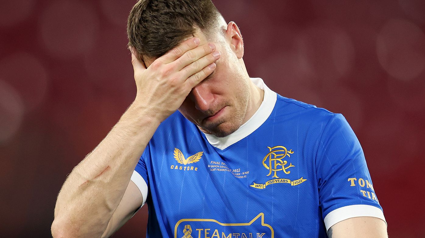 A dejected Aaron Ramsey of Rangers following their defeat in the UEFA Europa League final against Eintracht Frankfurt.