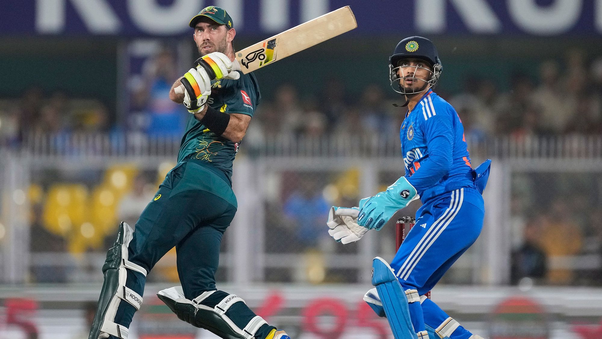Record-equalling Glenn Maxwell century rescues Aussies again in win over India