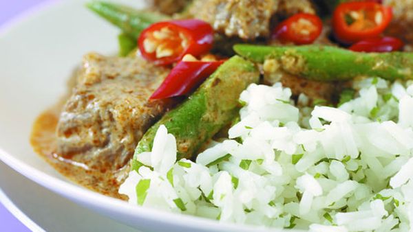 Beef red curry with coriander rice