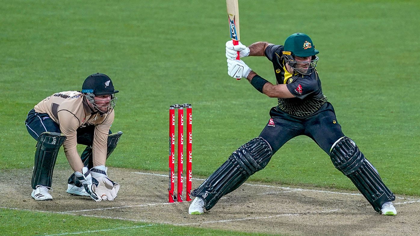 Glenn Maxwell during his innings of 70 in the T20 match against New Zealand in Wellington.