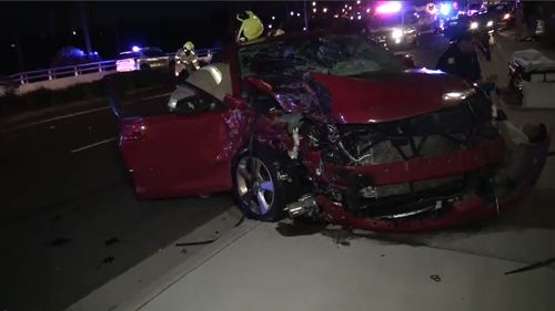 Seven people were injured in a multi-vehicle crash in the NSW Blue Mountains on Thursday night. Picture: 9NEWS.