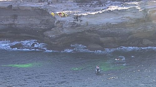 The 19-year-old fell up to 20 metres into the water at Cape Solander. Picture: 9NEWS