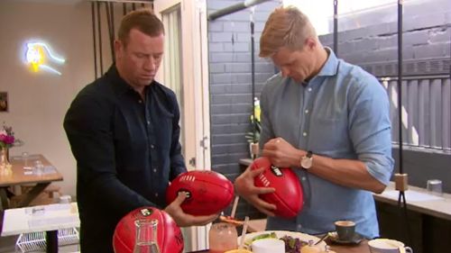 GWS great Steve Johnson and St Kilda legend Nick Riewoldt. (9NEWS)