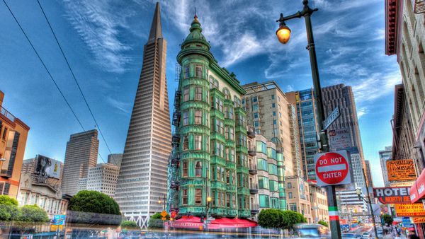 The magnificent Sentinel Building taken from North Beach, San Francisco.