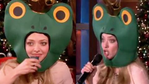 WTF: Amanda Seyfried raps to Tupac in frog hat drinking sake on <i>Ellen</i> ... not weird at all