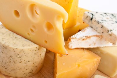 close up of different types of cheese
