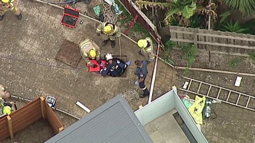 A teenager has fallen metres into a sew drain.