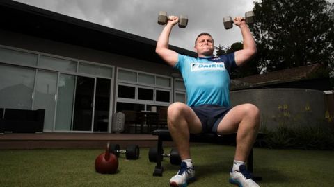 Rugby player working out NSW Wales
