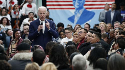 Joe Biden speaks to supporters at an event in Las Vegas, Nevada.