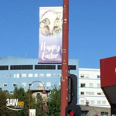 'Happy Easter' banners are being erected around Melbourne and internet goers aren't thrilled about it.