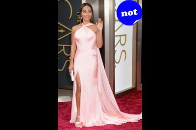 Didn't anyone ever tell Jada that pink is a no-no against a red carpet?!