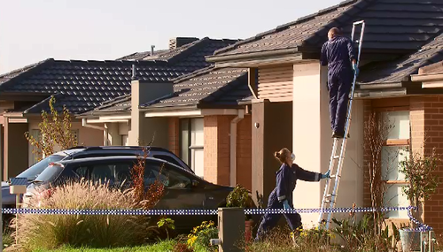 Detectives were at the Werribee home on Friday. Picture: 9NEWS