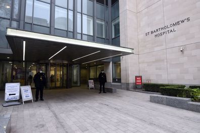 Media gather outside of St Bartholomew's Hospital on March 03, 2021 in London, England. The Duke of Edinburgh was transferred from King Edward VII's Hospital to St Bartholomew's Hospital where doctors will continue to treat him for an infection, as well as undertake testing and observation for a pre-existing heart condition Buckingham Palace has said