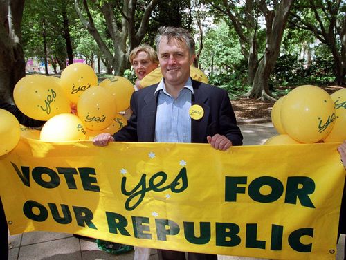 Malcolm Turnbull during the 1999 'Yes' campaign for a republic.