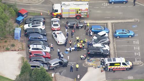 A number of people have been injured after being hit by a car in Quakers Hill. 