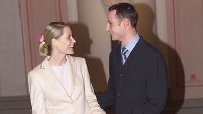 Prince Haakon and Princess Mette-Marit announce their engagement, January 2000.