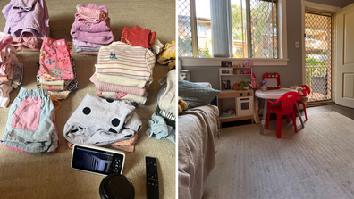 Mum Amy shares photos of folded washing and clean toy area in her home