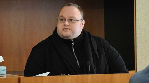 Kim Dotcom in an Auckland court for an extradition hearing. (AAP)