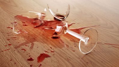 Smashed wine glass