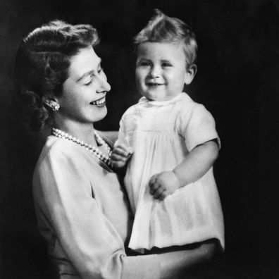 Princess Elizabeth with her firstborn son Prince Charles in 1949. 