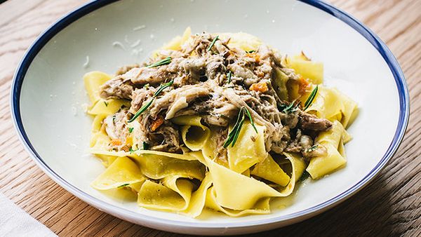 Pappardelle with braised suckling pig ragu, rosemary and parmesan