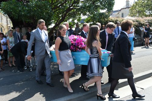 Many from the racing industry attended the funeral service for equestrian rider Olivia Inglis at St Jude's Church Randwick in 2016.