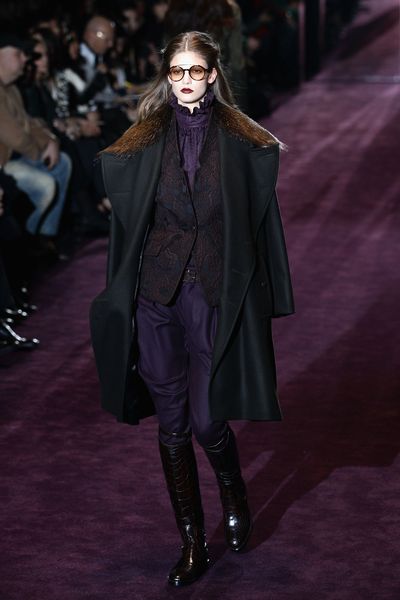 Abbey Lee Kershaw walks the runway at the Gucci Autumn/Winter 2012/2013 fashion show as part of Milan Womenswear Fashion Week on February 22, 2012.