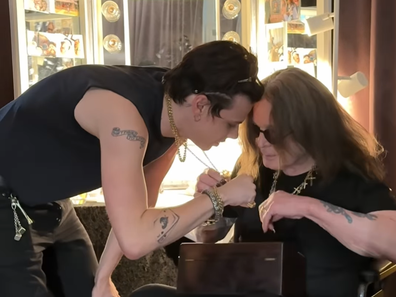 Yungblud Gift Ozzy Osbourne A Golden Cross Necklace