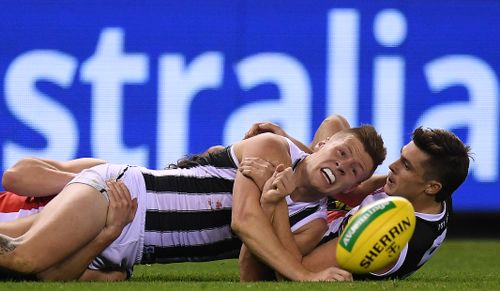 The Collingwood star during last Saturday's clash with St Kilda. (AAP)