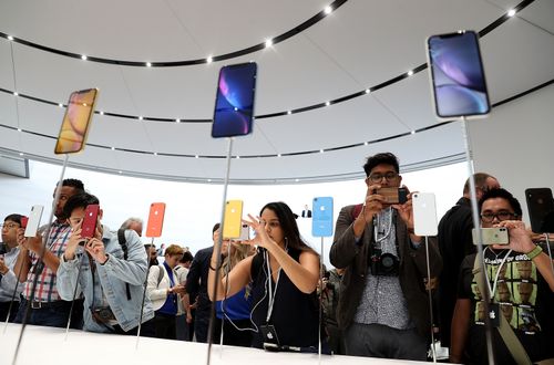  The new Apple iPhone XR is displayed during an Apple special event at the Steve Jobs Theatre