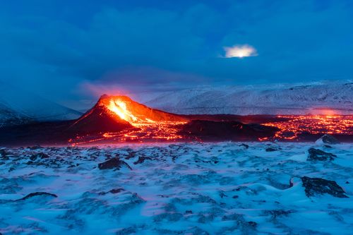 A photo of the Geldingadalir volcano in Fagradalsfjall mountain, in 2021.