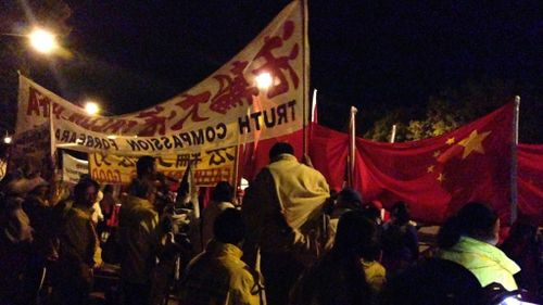 Protesters greet China's President Xi Jingping in Canberra